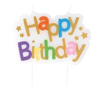 P'TIT CLOWN - 23963 - Bougie Happy Birthday - Bougie Anniversaire - Décoration Gâteau Fête Enfant, Adulte - 11x12 cm - Multicolore