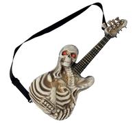 P'TIT CLOWN - 24061 - Guitare Électrique Demi-Squelette Halloween - Décoration Sonore et Lumineuse - Accessoire Maison Hantée, Déguisement, Soirée Horreur - 3 Piles AAA (Non Incluses) - 55 cm