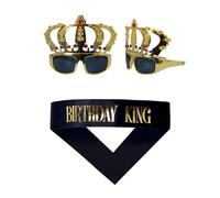P'TIT CLOWN - 24391 - Set accessoires "Birthday King - Écharpe & Couronne - Fête d'Anniversaire, Festivités, Soirée à Thème