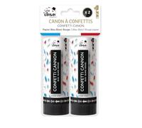 P'TIT CLOWN - 28014 - Canon à Confettis Papier Bleu Blanc Rouge - Lot de 2 - Parfaits pour Supporter la France Lors des Célébrations et Événements Sportifs - 11 cm