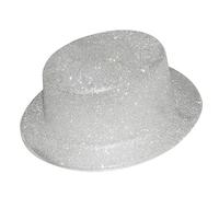 P'TIT CLOWN - 63551 - Chapeau Haut de Forme à Paillettes - Glitter, Glimmer Party Hat - Pour Carnaval, St Sylvestre, Fêtes à Thèmes, Disco, Nouvel An, Halloween, EVG - Plastique - Argent Brillant