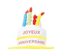 P'TIT CLOWN - 81801 - Chapeau Gâteau Joyeux Anniversaire avec Bougies - Pour une Fête d'Anniversaire réussie - Adulte Unisexe - Velours Multicolore
