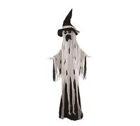 P'tit Clown - Automate Halloween Animé - Animatroniques Fantôme - Animatronics Sonore et Lumineux Décoration Effrayante - Piles Non incluses (Vieux Fantôme Grincheux sur Pieds, 210 cm)