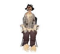P'tit Clown - Automate Halloween Epouvantail Animé - Animatronique - Animatronics - Décoration Animée et Sonore et Lumineuse - Piles Non Incluses (Épouvantail sur Chaise à Bascule, 120 cm)