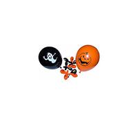 Cesar Ballons Halloween 10330 - Sachet de 10 Ø 23 cm Motifs Fantôme & Citrouille Orange/Noir
