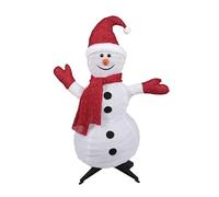 P'TIT CLOWN - Bonhomme de Neige Lumineux Grande Taille - Christmas Lighted Decoration - sur Pieds - Décoration Noël Intérieur et Extérieur - Fonctionne avec Piles (Non Incluses) (Blanc, Rouge, 90 cm)