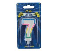 P'TIT CLOWN - Bougie Anniversaire à Paillettes - Numérotée - Parfaite pour Décoration Gâteau - Fête Enfant, Adulte, Birthday Party (Multicolore, 7)