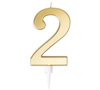 P'TIT CLOWN - Bougie Géante Anniversaire - Bougie Chiffre - Parfaite pour Décoration Gâteau - Fête Enfant, Adulte, Birthday Party - Hauteur : 13 cm - Or (2)