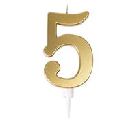 P'TIT CLOWN - Bougie Géante Anniversaire - Bougie Chiffre - Parfaite pour Décoration Gâteau - Fête Enfant, Adulte, Birthday Party - Hauteur : 13 cm - Or (5)