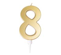 P'TIT CLOWN - Bougie Géante Anniversaire - Bougie Chiffre - Parfaite pour Décoration Gâteau - Fête Enfant, Adulte, Birthday Party - Hauteur : 13 cm - Or (8)