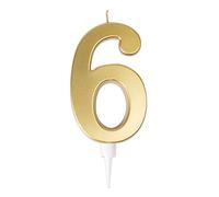 P'TIT CLOWN - Bougie Géante Anniversaire - Bougie Chiffre - Parfaite pour Décoration Gâteau - Fête Enfant, Adulte, Birthday Party - Hauteur : 13 cm - Or (6)