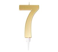 P'TIT CLOWN - Bougie Géante Anniversaire - Bougie Chiffre - Parfaite pour Décoration Gâteau - Fête Enfant, Adulte, Birthday Party - Hauteur : 13 cm - Or (7)