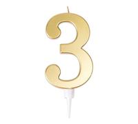 P'TIT CLOWN - Bougie Géante Anniversaire - Bougie Chiffre - Parfaite pour Décoration Gâteau - Fête Enfant, Adulte, Birthday Party - Hauteur : 13 cm - Or (3)