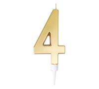 P'TIT CLOWN - Bougie Géante Anniversaire - Bougie Chiffre - Parfaite pour Décoration Gâteau - Fête Enfant, Adulte, Birthday Party - Hauteur : 13 cm - Or (4)