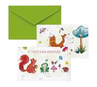 P'tit Clown - Carton Invitation - Animaux de la forêt - Lot de 8