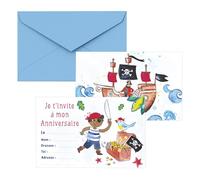 P'tit Clown - Carton invitation - pirates - lot de 8 - ref 22484