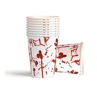 P'tit Clown - Décoration Halloween de Table - Déco Sanglante - Guirlande, Nappe, Serviettes, Asiettes, Gobelets - pour Fête à Thème, Soirée ou Buffet (9 x 7 cm, Gobelet Halloween Sanglant x8)