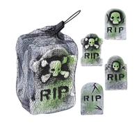 P'tit Clown - Pierre Tombale Halloween - Décoration Effrayante avec Détails Réalistes, Ambiance Macabre et Saisissante (Mini Pierre tombale - Lot de 4, 10 cm)