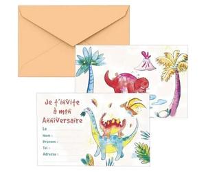 P'tit Clown Re22482 - Lot De 8 Cartons D'invitation Anniversaire Dinosaures