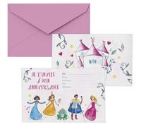 P'TIT Clown re22485 - Lot de 8 cartons d'invitation anniversaire Princesses
