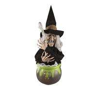 P'tit Clown Sélection Papeterie Varzi Depuis 1956 Halloween Animation Poupée Sorcière dans Le Chaudron avec Lumière et Son 40 cm