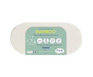 P'TIT LIT - Matelas de Couffin Bamboo - 72x32 cm - Viscose Douce et Soyeuse pour Bébé - Idéal Landau Nacelle et Berceau - Forme Ovale - Réversible - Déhoussable - Fabrication Française