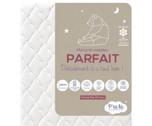 P'TIT LIT - Matelas Enfant/Bébé Parfait - 70x140 cm - 2 Faces : Ultra Respirant l'Été/Chaud et Douillet l'hiver - Anti Acarien - Déhoussable - Oeko Tex® - Fabrication Française