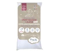 P'tit lit - Protège Matelas Bébé 2 en 1 | Alèse + Drap Housse 70x140 cm | Imperméable - 100% Coton - Souple et Silencieux - Respirant - Oeko Tex® - Blanc