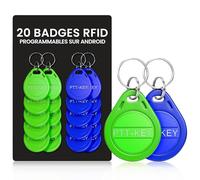 PTT-KEY® | Lot de 20 Badges RFID 13.56Mhz | Programmable MCT sur Smartphone Android | UID Modifiable | Puce CUID | Badge Vigik Universel | NFC Tag | Badge Passe Partout | Immeuble | Lecteur RFID