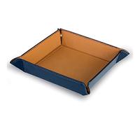 Pubblimania Plateau Porte-Objets Vide Poches Bicolore avec Fermeture à Boutons en polyuréthane. Porte-Objets de Bureau utile (Bleu/Terre de Siena)