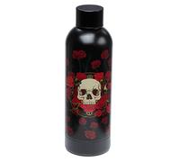 Puckator BOT177 Bouteille isotherme réutilisable en acier inoxydable Isolée (Gourde) 530ml en Acier Inoxydable Skulls & Roses - Crâne, Multicouleur