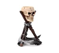 Puckator Bougeoir - Crâne sur trépied de Faucille - Sculpture en résine ornementale - Figurine Accessoire Gothique pour Maison et Halloween