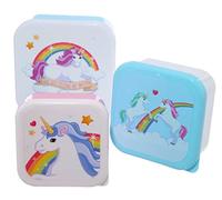 Puckator Ensemble 3 boîtes repas BOX08 Plastique Rose/Bleu clair