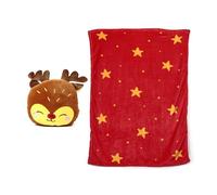 Puckator Coussin de Noël en peluche 2 en 1 avec couverture douce Blankeazzz - Renne Rudolph - Amis de Noël