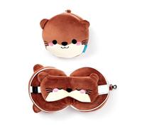 Puckator Coussin de Voyage avec Masque Relaxeazzz - Henry la Loutre - Animaux Doux