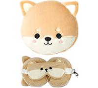 Puckator Coussin Voyage Relaxeazzz Peluché 2-en-1 - Chien Shiba Inu, Marron