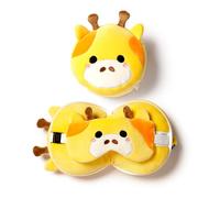 Puckator Coussin de voyage Relaxeazzz Peluché 2-en-1 Girafe avec masque yeux Jaune