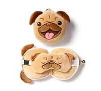 Puckator Coussin Voyage Relaxeazzz Peluché 2-en-1 Mopps - Chien Carlin, Unique