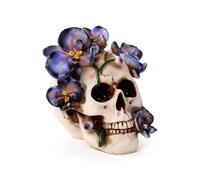 Puckator Crâne décoratif avec Fleurs de Vigne Pourpre - Sculpture en résine ornementale - Figurine Accessoire Gothique pour Maison et Halloween