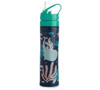 Puckator Eco Fish Bouteille d'eau réutilisable en silicone avec paille à rabat, multicolore, pour l'école, la gym, le sport, le camping, les voyages, 600 ml