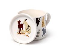 Puckator Ensemble tasse en porcelaine et dessous de verre/couvercle 2 en 1 - Chats Feline Fine - Grand