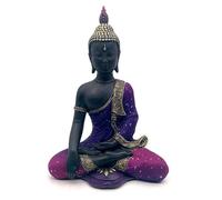 Puckator – Statue de Bouddha thaïlandais en méditation – Résine, peint à la main – Noir et violet