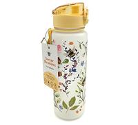 Puckator Gourde 600ml en Plastique Renforcé avec Couvercle à Bouton-poussoir - The Nectar Meadows - Abeille et Fleurs
