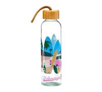 Puckator Gourde en Verre 500ml avec Bouchon Bambou - Volkwagen- Van Bus Combi VW T1 The Waves are Calling