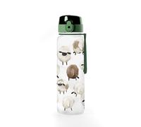 Puckator Gourde incassable 600 ml design mouton - Bouteille d'eau réutilisable pour filles et garçons avec une poignée de transport et une paille - Sans BPA - Pour école