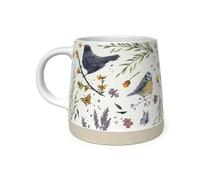 Puckator Jan Pashley Mug fuselé en grès Motif oiseaux et fleurs sauvages - Accessoires amusants pour la maison - Cadeaux mignons pour petite amie - Grandes tasses pour adultes - Boissons