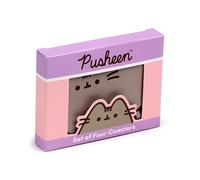 Puckator Lot de 4 Dessous de Verre en liège Pusheen Le Chat - Dessous de Verre en Bois pour pub - Accessoires pour la Maison - Dessous de Verre en Ardoise - Décoration de Table de Salle à Manger