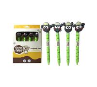 Puckator Lot de 4 stylos effaçables avec pointe Kawaii Shaun le mouton - Stylos à encre gel effaçables pour la rentrée scolaire - Stylo avec gomme en caoutchouc pour enfants, bureau, écriture et