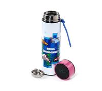 Puckator Bouteille d'eau isotherme Minecraft Axolotl – thermomètre chaud/froid, paille, sans BPA