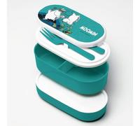 Puckator Moomin Boîte à bento empilée - Boîte à déjeuner pour adultes et enfants avec compartiments et fourchette et cuillère - Boîte à goûter - Conteneurs alimentaires avec couvercles - Pots à goûter